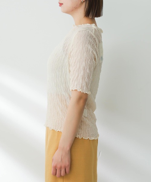 SENSE OF PLACE by URBAN RESEARCH(センスオブプレイスバイアーバンリサーチ)の「ウェーブパターンシアートップ(5分袖)(Tシャツ/カットソー・レディース・ベージュ/ブラック/ライトブルー/オフホワイト・ONE)」の17枚目の写真
