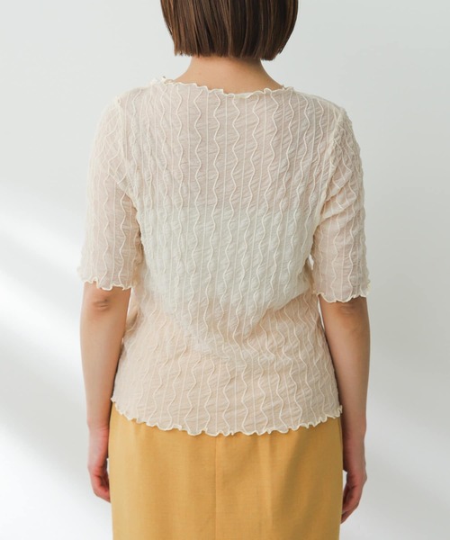 SENSE OF PLACE by URBAN RESEARCH(センスオブプレイスバイアーバンリサーチ)の「ウェーブパターンシアートップ(5分袖)(Tシャツ/カットソー・レディース・ベージュ/ブラック/ライトブルー/オフホワイト・ONE)」の16枚目の写真