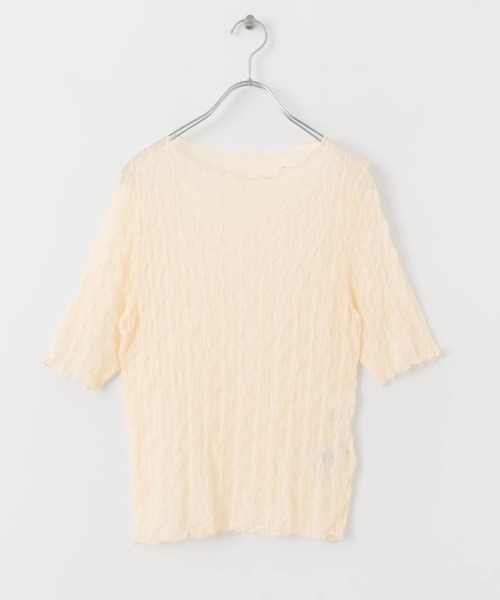 SENSE OF PLACE by URBAN RESEARCH(センスオブプレイスバイアーバンリサーチ)の「ウェーブパターンシアートップ(5分袖)(Tシャツ/カットソー・レディース・ベージュ/ブラック/ライトブルー/オフホワイト・ONE)」の13枚目の写真