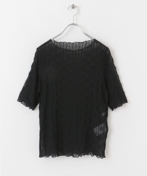 SENSE OF PLACE by URBAN RESEARCH(センスオブプレイスバイアーバンリサーチ)の「ウェーブパターンシアートップ(5分袖)(Tシャツ/カットソー・レディース・ベージュ/ブラック/ライトブルー/オフホワイト・ONE)」の11枚目の写真