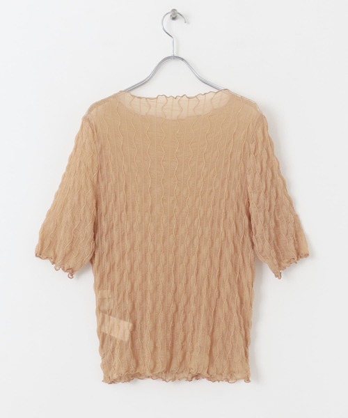 SENSE OF PLACE by URBAN RESEARCH(センスオブプレイスバイアーバンリサーチ)の「ウェーブパターンシアートップ(5分袖)(Tシャツ/カットソー・レディース・ベージュ/ブラック/ライトブルー/オフホワイト・ONE)」の9枚目の写真