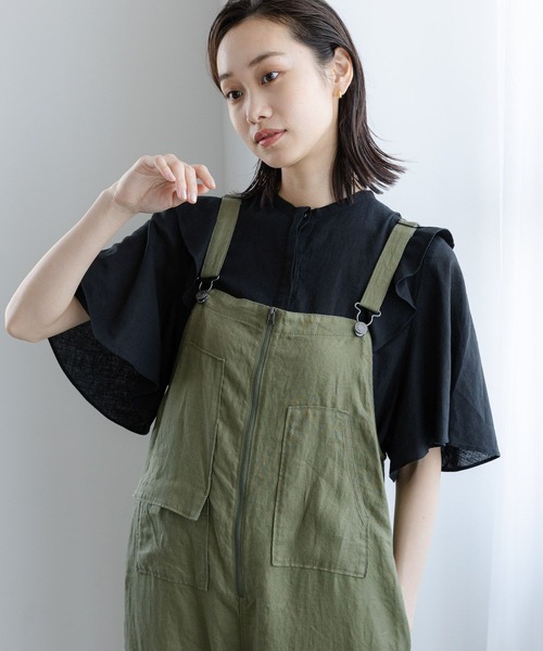 niko and...（ニコアンド）の「リフレッシュリネンレーヨンフリルブラウス（シャツ/ブラウス・レディース・カーキ/ブラック/オフホワイト/ブルー・LARGE/MEDIUM）」の2枚目の写真