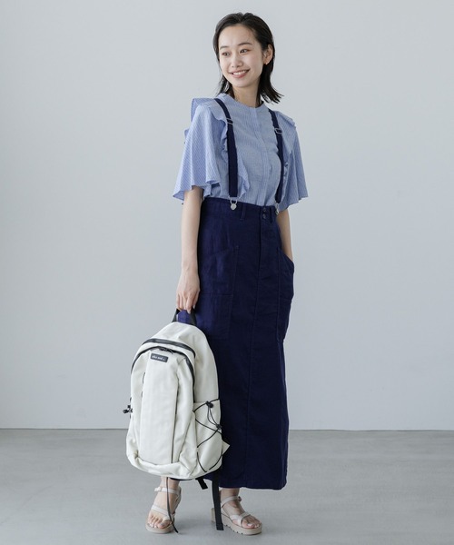 niko and...（ニコアンド）の「リフレッシュリネンレーヨンフリルブラウス（シャツ/ブラウス・レディース・カーキ/ブラック/オフホワイト/ブルー・LARGE/MEDIUM）」の14枚目の写真