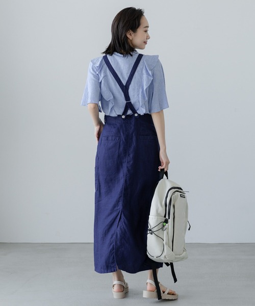 niko and...（ニコアンド）の「リフレッシュリネンレーヨンフリルブラウス（シャツ/ブラウス・レディース・カーキ/ブラック/オフホワイト/ブルー・LARGE/MEDIUM）」の13枚目の写真