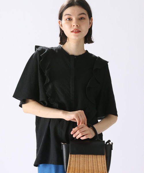 niko and...（ニコアンド）の「リフレッシュリネンレーヨンフリルブラウス（シャツ/ブラウス・レディース・カーキ/ブラック/オフホワイト/ブルー・LARGE/MEDIUM）」の17枚目の写真