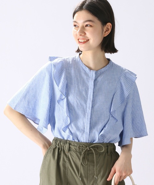 niko and...（ニコアンド）の「リフレッシュリネンレーヨンフリルブラウス（シャツ/ブラウス・レディース・カーキ/ブラック/オフホワイト/ブルー・LARGE/MEDIUM）」の20枚目の写真