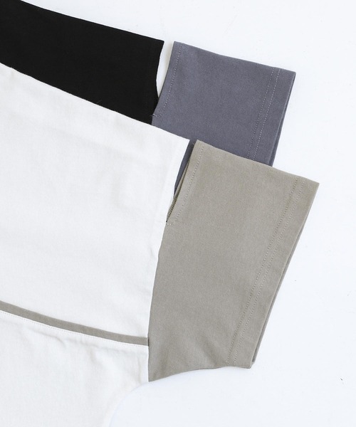 kOhAKU（コハク）の「『アシンメトリー配色デザインTシャツ』（Tシャツ/カットソー・レディース・ブラック/オフホワイト・FREE）」の6枚目の写真