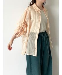 ehka sopo | シアーストライプ袖ドロストシャツ(シャツ/ブラウス)