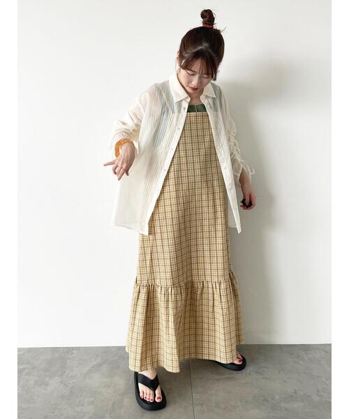 ehka sopo（エヘカソポ）の「シアーストライプ袖ドロストシャツ（シャツ/ブラウス・レディース・サックスブルー/オレンジ/ミント/オフホワイト・F）」の6枚目の写真