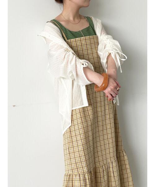 ehka sopo（エヘカソポ）の「シアーストライプ袖ドロストシャツ（シャツ/ブラウス・レディース・サックスブルー/オレンジ/ミント/オフホワイト・F）」の7枚目の写真