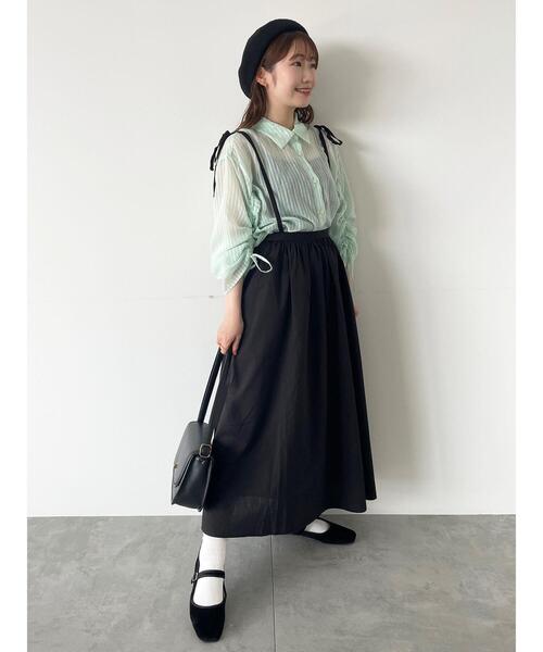 ehka sopo（エヘカソポ）の「シアーストライプ袖ドロストシャツ（シャツ/ブラウス・レディース・サックスブルー/オレンジ/ミント/オフホワイト・F）」の11枚目の写真