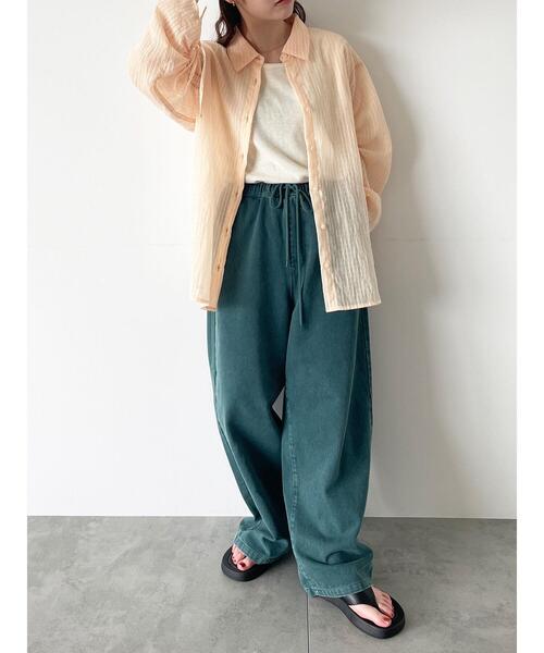 ehka sopo（エヘカソポ）の「シアーストライプ袖ドロストシャツ（シャツ/ブラウス・レディース・サックスブルー/オレンジ/ミント/オフホワイト・F）」の17枚目の写真