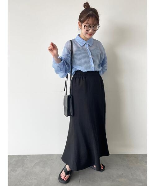 ehka sopo（エヘカソポ）の「シアーストライプ袖ドロストシャツ（シャツ/ブラウス・レディース・サックスブルー/オレンジ/ミント/オフホワイト・F）」の18枚目の写真