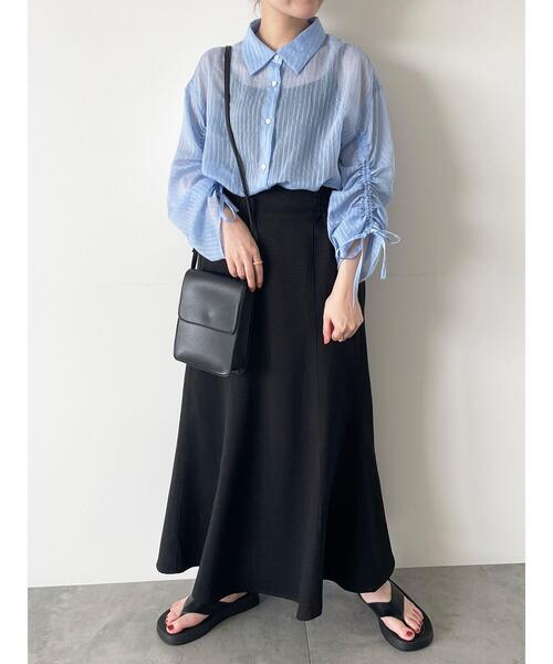 ehka sopo（エヘカソポ）の「シアーストライプ袖ドロストシャツ（シャツ/ブラウス・レディース・サックスブルー/オレンジ/ミント/オフホワイト・F）」の19枚目の写真