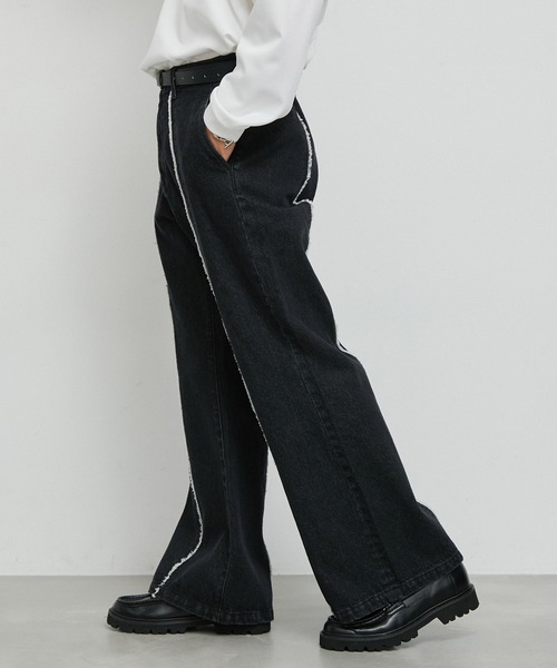 JUNRED（ジュンレッド）の「センターフリンジデニムスーパーフレアパンツ（デニムパンツ・メンズ・ネイビー/ブラック・L/M/S）」の4枚目の写真