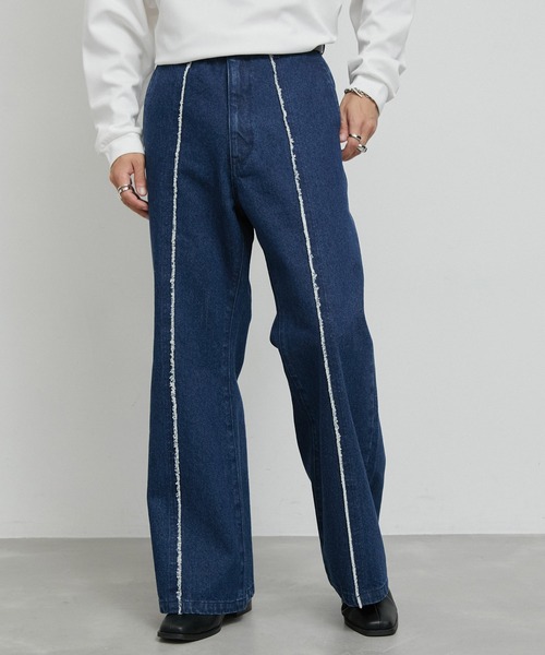 JUNRED（ジュンレッド）の「センターフリンジデニムスーパーフレアパンツ（デニムパンツ・メンズ・ネイビー/ブラック・L/M/S）」の5枚目の写真