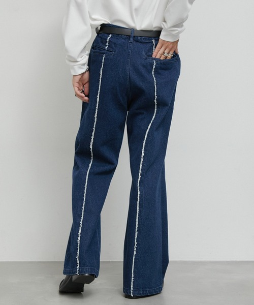 JUNRED（ジュンレッド）の「センターフリンジデニムスーパーフレアパンツ（デニムパンツ・メンズ・ネイビー/ブラック・L/M/S）」の6枚目の写真