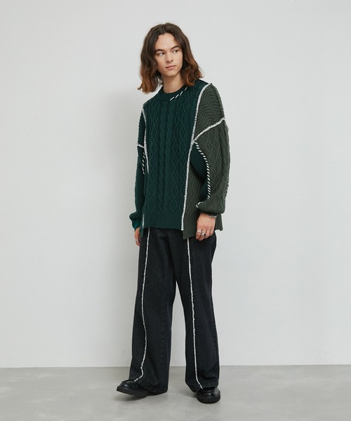 JUNRED（ジュンレッド）の「センターフリンジデニムスーパーフレアパンツ（デニムパンツ・メンズ・ネイビー/ブラック・L/M/S）」の7枚目の写真