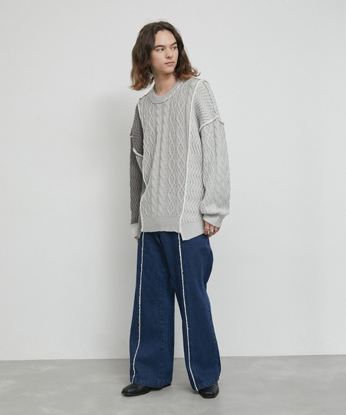 JUNRED（ジュンレッド）の「センターフリンジデニムスーパーフレアパンツ（デニムパンツ・メンズ・ネイビー/ブラック・L/M/S）」の11枚目の写真