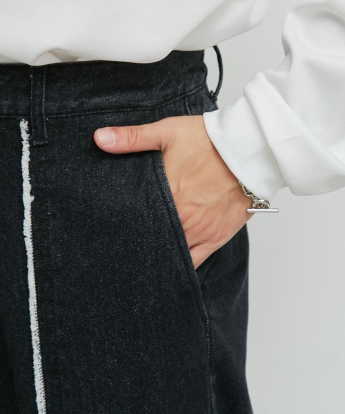 JUNRED（ジュンレッド）の「センターフリンジデニムスーパーフレアパンツ（デニムパンツ・メンズ・ネイビー/ブラック・L/M/S）」の17枚目の写真