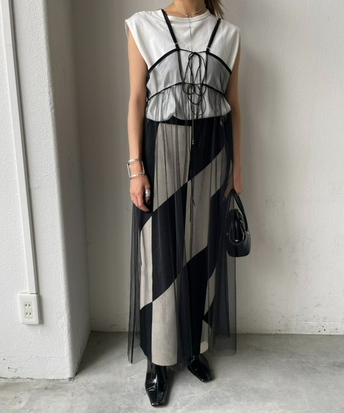 AIC.（エーアイシー）の「2WAYチュールキャミロングワンピース（ワンピース・レディース・ブラック・FREE）」の13枚目の写真