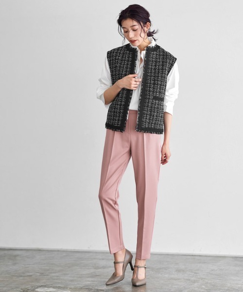 ノーカラーツイードジレ