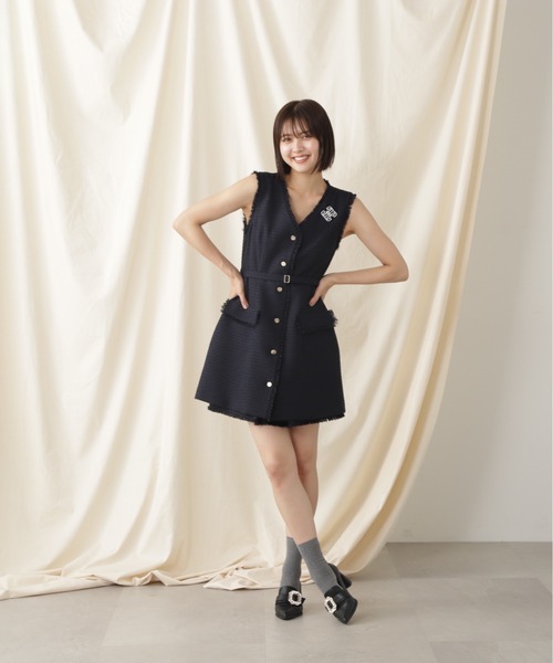 新品未開封　JUSGLITTY ブローチ付配色アンサンブル シルク コサージュ （ブローチ・コサージュ）｜23区 / ニジュウ