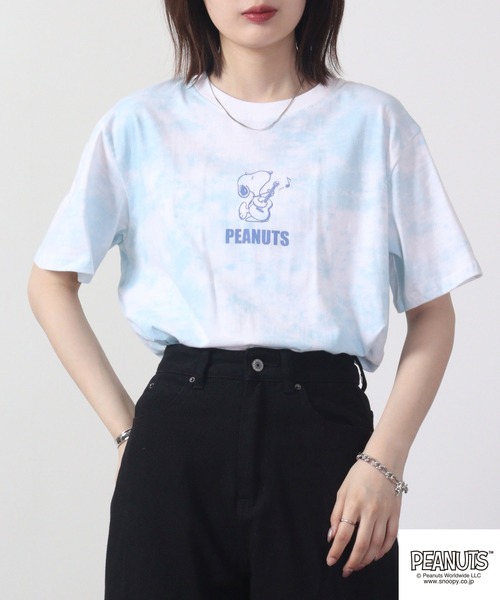 PEANUTS（ピーナッツ）の「PEANUTS スヌーピー タイダイ Tシャツ（Tシャツ/カットソー・レディース・ピンク系その他/ホワイト×ブルー/ホワイト×パープル/グリーン系その他/ホワイト×ピンク/ブルー系その他・M/L/LL）」の7枚目の写真