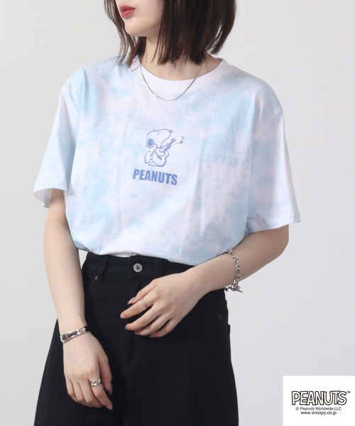 PEANUTS（ピーナッツ）の「PEANUTS スヌーピー タイダイ Tシャツ（Tシャツ/カットソー・レディース・ピンク系その他/ホワイト×ブルー/ホワイト×パープル/グリーン系その他/ホワイト×ピンク/ブルー系その他・M/L/LL）」の8枚目の写真