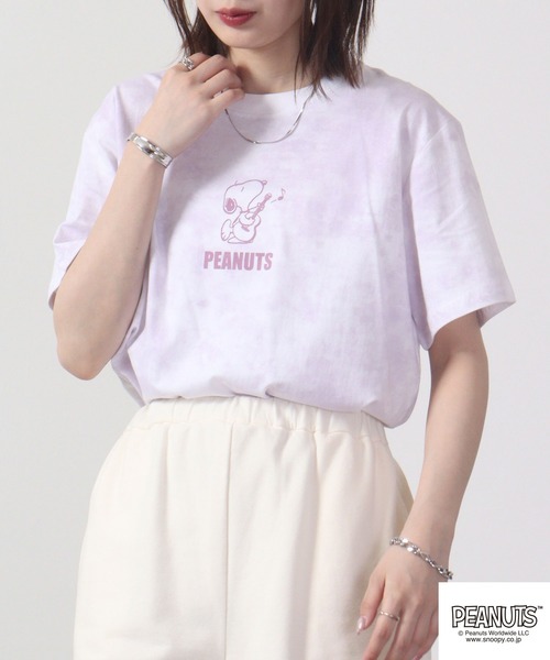 PEANUTS（ピーナッツ）の「PEANUTS スヌーピー タイダイ Tシャツ（Tシャツ/カットソー・レディース・ピンク系その他/ホワイト×ブルー/ホワイト×パープル/グリーン系その他/ホワイト×ピンク/ブルー系その他・M/L/LL）」の13枚目の写真