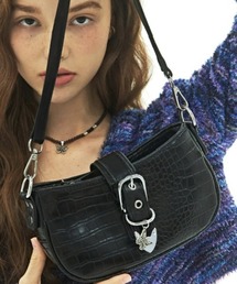 FANCY CLUB | 【NASTY FANCY CLUB/ナスティーファンシークラブ】LEATHER BUCKLE SHOULDER BAG/ フェイクレザー バックル ショルダーバッグ ミニバッグ カバン(ショルダーバッグ)