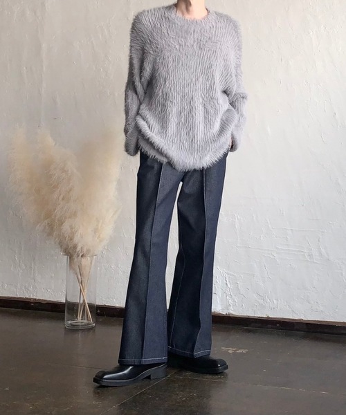 シャギー ニットセーター M〜XL ルーズカジュアル JULLIN】 shaggy loose crewneck knit / シャギールーズクルー