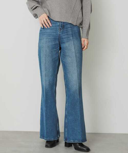 SENSE OF PLACE by URBAN RESEARCH（センスオブプレイスバイアーバンリサーチ）の「センタープレスフレアデニム（デニムパンツ・レディース・ワンウォッシュ/アイボリー/ブラック/ライトインディゴブルー・SMALL/MEDIUM/TALL/X-SMALL/LARGE）」の22枚目の写真