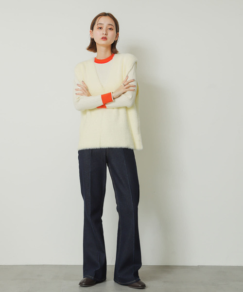 SENSE OF PLACE by URBAN RESEARCH（センスオブプレイスバイアーバンリサーチ）の「センタープレスフレアデニム（デニムパンツ・レディース・ワンウォッシュ/アイボリー/ブラック/ライトインディゴブルー・SMALL/MEDIUM/TALL/X-SMALL/LARGE）」の17枚目の写真