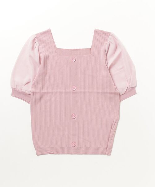 Lilamusant(リラミュゾン)の「【Lilamusant(リラミュゾン)】シアーパフスリーブスクエアネックリブトップス(Tシャツ/カットソー・レディース・ホワイト/アイボリー/ピンク/グリーン/ブラック・FREE)」の20枚目の写真