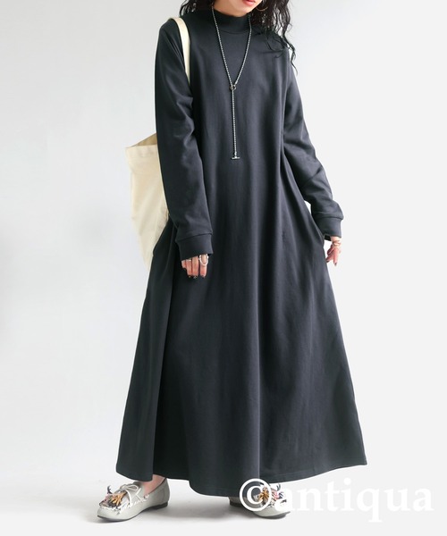 antiqua（アンティカ）の「綿100%Ａラインワンピース（ワンピース・レディース・ブラック/ライム/アッシュグレー/オフホワイト/ブルー・FREE）」の3枚目の写真