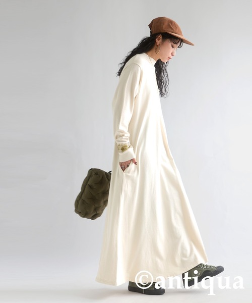 antiqua（アンティカ）の「綿100%Ａラインワンピース（ワンピース・レディース・ブラック/ライム/アッシュグレー/オフホワイト/ブルー・FREE）」の7枚目の写真