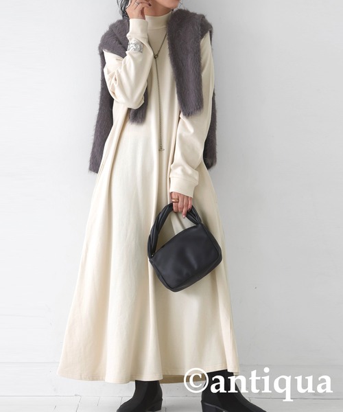 antiqua（アンティカ）の「綿100%Ａラインワンピース（ワンピース・レディース・ブラック/ライム/アッシュグレー/オフホワイト/ブルー・FREE）」の10枚目の写真