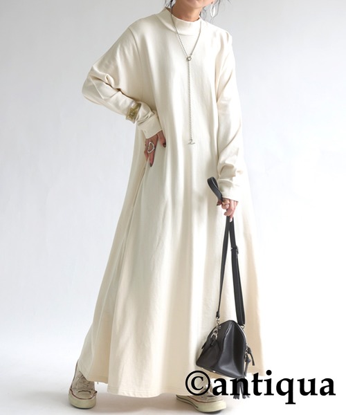 antiqua（アンティカ）の「綿100%Ａラインワンピース（ワンピース・レディース・ブラック/ライム/アッシュグレー/オフホワイト/ブルー・FREE）」の8枚目の写真