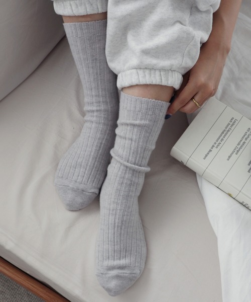セール】ウール混ベーシックリブクルーソックス（ソックス/靴下