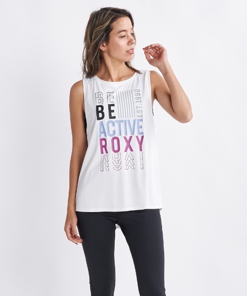 ROXY(ロキシー)の「ANY DAY/ロキシーUVカット付きドライフロントグラフィックスポーティタンクトップ(タンクトップ・レディース・ピンク/ブラック/ホワイト/チャコールグレー・LARGE/SMALL/MEDIUM)」の2枚目の写真