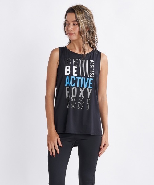 ROXY(ロキシー)の「ANY DAY/ロキシーUVカット付きドライフロントグラフィックスポーティタンクトップ(タンクトップ・レディース・ピンク/ブラック/ホワイト/チャコールグレー・LARGE/SMALL/MEDIUM)」の1枚目の写真