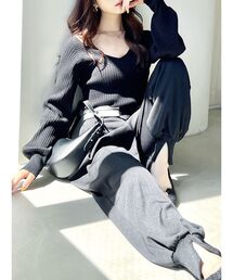 RESEXXY | Vネックワイドリブニット(ニット/セーター)