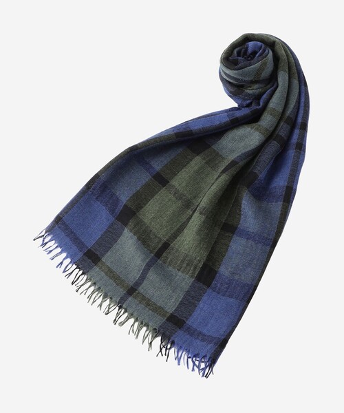 MACKINTOSH LONDON（マッキントッシュ ロンドン）の「BEGGカシミヤシルクチェックストール（マフラー・レディース・ライトブルー・FREE）」の4枚目の写真