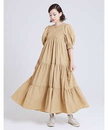 【8】【Little sunny bite】Nylon puff sleeve long dress