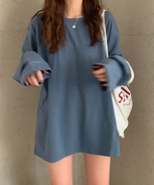 gossip!ロサンゼルス(ゴシップロサンゼルス)の「YUGA ルーズシルエット トップス(Tシャツ/カットソー・レディース・ブラック/オフホワイト/レッド/ブルーグレー/キャメル/ホワイト・FREE)」の1枚目の写真