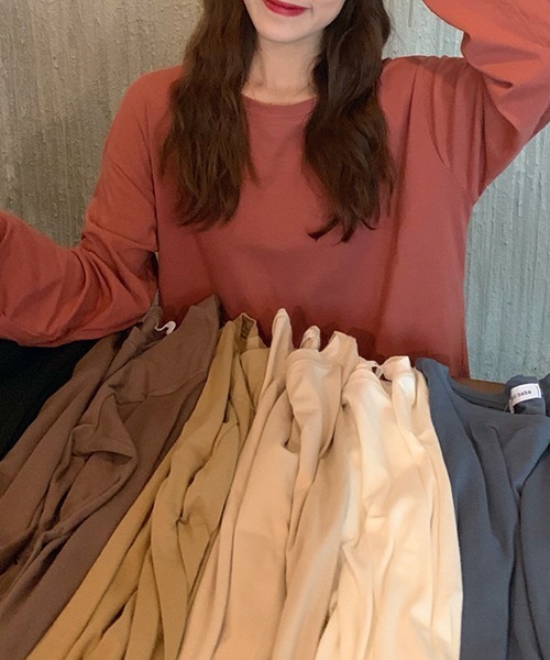 gossip!ロサンゼルス(ゴシップロサンゼルス)の「YUGA ルーズシルエット トップス(Tシャツ/カットソー・レディース・ブラック/オフホワイト/レッド/ブルーグレー/キャメル/ホワイト・FREE)」の14枚目の写真