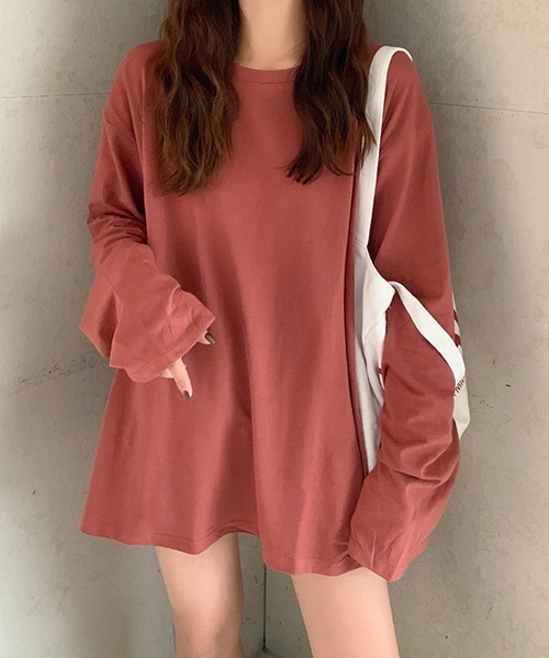 gossip!ロサンゼルス(ゴシップロサンゼルス)の「YUGA ルーズシルエット トップス(Tシャツ/カットソー・レディース・ブラック/オフホワイト/レッド/ブルーグレー/キャメル/ホワイト・FREE)」の13枚目の写真