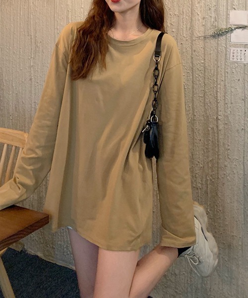 gossip!ロサンゼルス(ゴシップロサンゼルス)の「YUGA ルーズシルエット トップス(Tシャツ/カットソー・レディース・ブラック/オフホワイト/レッド/ブルーグレー/キャメル/ホワイト・FREE)」の12枚目の写真