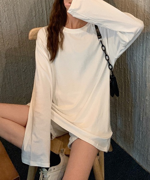 gossip!ロサンゼルス(ゴシップロサンゼルス)の「YUGA ルーズシルエット トップス(Tシャツ/カットソー・レディース・ブラック/オフホワイト/レッド/ブルーグレー/キャメル/ホワイト・FREE)」の8枚目の写真
